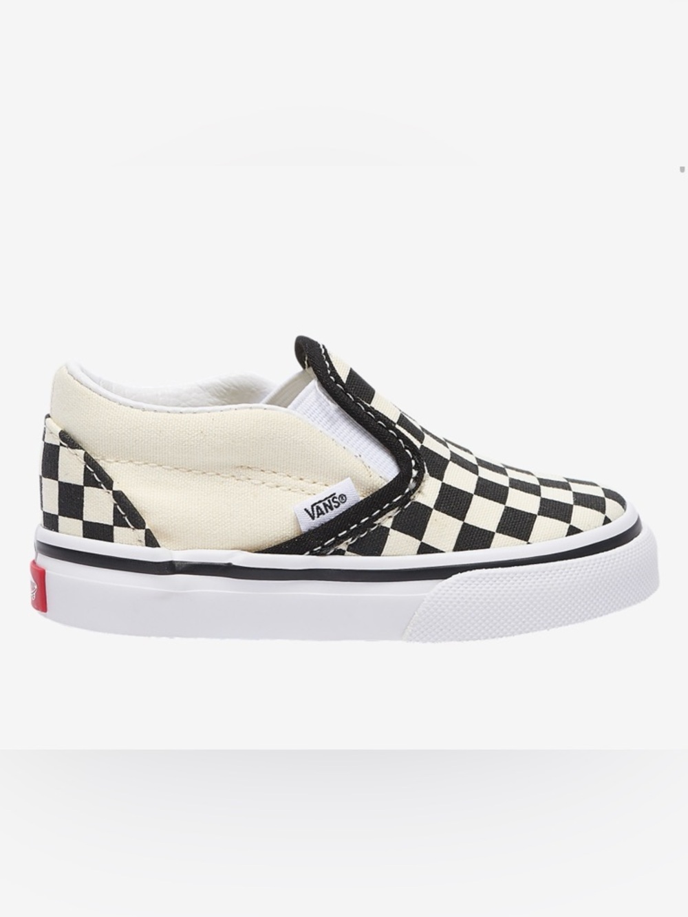 Vans Kids Classic Slip-On Black and Cream Checkerboard Sneakers